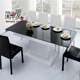 简约现代钢化玻璃小户型可折叠拉伸缩餐桌4椅组合6人长方形电磁炉