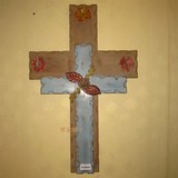 原木十字架壁饰生命之树基督教挂件古老的符号做旧酒吧壁炉装饰品