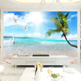 3d个性立体定制简约海景风景客厅卧室电视背景墙纸壁纸大型壁画纸