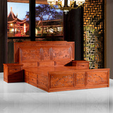 东阳红木家具 非洲花梨木辉煌大床 实木双人床带储物床1.8米