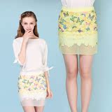 朵以2016夏装新款正品甜美气质蝴蝶印花半身裙短裙包裙30DC60533