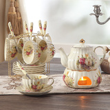 陶瓷花茶具套装 创意蜡烛加热底座 欧式下午茶水果茶壶整套耐热