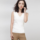 韩版新款纯色女士针织背心女夏短款v领紧身无袖吊带打底衫潮上衣