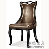 欧式实木椅 新古典后现代餐椅 休闲椅子 黑色韩式餐椅 pu皮椅子