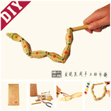 DIY传统竹节蛇手工材料包 竹制玩具蛇年礼物（含绘画工具）促销o