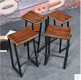 美式复古铁艺酒吧椅高脚椅实木吧凳家用餐椅前台椅子休闲椅咖啡椅