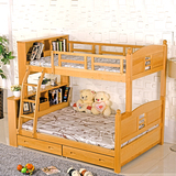 母子床榉木高低床带护栏儿童床上下床双层床实木子母床成人高架床