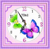 十字绣钟表 挂钟 闹钟两只蝴蝶 舞蝶 最新款客厅 卧室 房间 印花