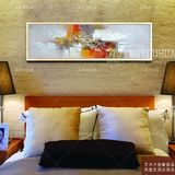 卧室床头挂画横幅装饰画酒店客房挂画现代装饰画手绘抽象有框油画