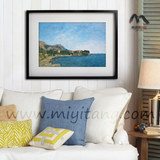 布丹蓝色海湾 法国印象派风景油画 卧室书房客厅装饰画有框挂画