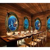 KTV墙纸海盗西餐厅密室逃脱酒吧网吧壁纸大型壁画立体3D海底世界