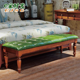 美式实木床尾凳 欧式床前凳长凳沙发脚踏凳子乡村换鞋凳
