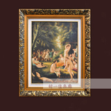 手绘高档古典欧式人物油画 手工欧洲贵族宫廷聚会大堂客厅挂画竖