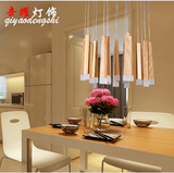 简约现代创意个性木条灯具美式客厅吧台餐厅实木鱼线型吊灯免运费
