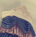欧式奢华宫廷床幔新古典白色复古公主床幔架时尚实木雕花圆床幔布