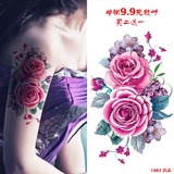 1983纹身贴 防水女持久 原创紫色玫瑰花 大图性感花臂遮疤痕