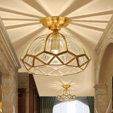 欧式全铜走廊灯 美式简约玄关过道灯圆形吸顶灯简欧阳台铜灯具x99