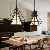 创意单头美式咖啡厅钻石鸟笼灯铁艺布艺个性复古餐厅工业风吊灯