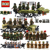 军事特种兵部队武器警察士兵人仔乐高式拼装小人积木二战军事玩具