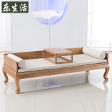 现代中式老榆木免漆罗汉床新中式沙发家具原木色实木罗汉床榻榻米
