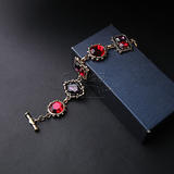 Qearl 出口日韩欧美外贸大牌复古做旧方块红宝石水晶钻女手链首饰