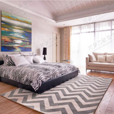 北欧美式宜家简约现代黑白几何条纹地毯客厅沙发卧室床边进门定制