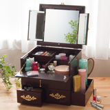 特价230元新中式实木梳妆台可移动梳化柜收纳储物箱多功能首饰盒