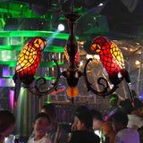 欧美式蒂凡尼创意田园乡村复古鹦鹉吊灯彩色玻璃小鸟吊灯餐厅阳台