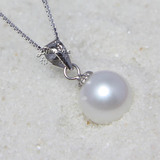 真品天然珍珠吊坠项链 白色珍珠 925纯银吊坠项链 超大珍珠送妈妈