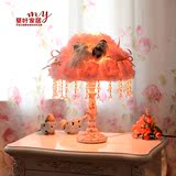 韩国玫瑰花台灯田园布艺卧室床头灯创意时尚结婚婚庆新房浪漫礼物