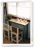 地中海咖啡桌实木长条桌奶茶店桌椅吧台美式做旧桌卧室阳台桌订制