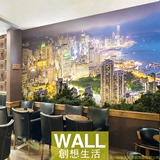 3D立体大型壁画香港夜景客厅茶餐厅卧室艺术背景墙纸个性定做壁纸