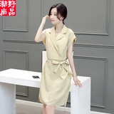 2016夏季新款大码女装韩版时尚气质职业风收腰显瘦宽松短袖连衣裙