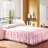 韩式床品印花公主精品粉色小红花蕾丝床裙床罩1.5.1.8米再回首031