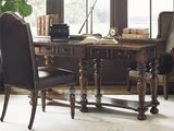 欧式仿古做旧实木橡木家用书桌椅组合美式可折叠风化色家庭办公桌