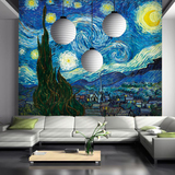 艾加美图大型定制壁画现代简约油画电视卧室壁纸沙发背景墙纸星空