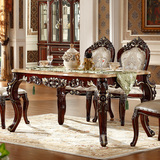 大理石餐桌长方形欧式大理石一桌六椅组合餐椅实木小户型方桌包邮