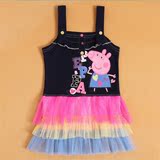 包邮佩奇小猪童装 夏季新款女童吊带背心时尚可爱佩佩猪连衣裙