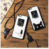 萌猫咪iphone6s手机壳挂绳硅胶创意个性苹果6plus保护套5s女情侣