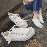 白色帆布鞋女学生韩版低帮布鞋子系带平底休闲鞋板鞋夏季平跟女鞋