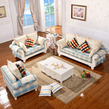 欧式田园布艺沙发简约韩式地中海风格实木小户型客厅123沙发组合