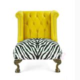 欧式法式美式新古典皮艺实木斑马纹拉扣休闲椅客厅定制单人老虎椅