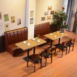 复古咖啡厅桌椅组合 实木西餐厅餐桌椅 新款蝴蝶椅奶茶店沙发桌椅