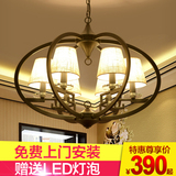 新中式吊灯铁艺书房四头灯具复古茶楼咖啡厅餐厅创意圆形饭店吊灯