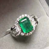哥伦比亚 天然祖母绿18k金镶钻戒指  绿宝石戒指 限量男女款