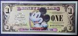 美国纸币迪斯尼纪念钞 米老鼠纪念币 1美金收藏 全新保真