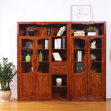 高档实木纯全香樟木现代二三五门自由组合玻璃门书柜书橱储物柜