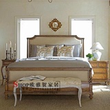 美式乡村床仿古实木床法式复古做旧双人床欧式地中海高端床家具