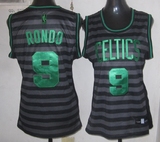 新女装 Sexy jerseys Women Celtics #9 Rajon Rondo Black Grey