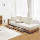 日式多功能布艺沙发床双人宜家折叠拆洗储物组合实木住宅家具